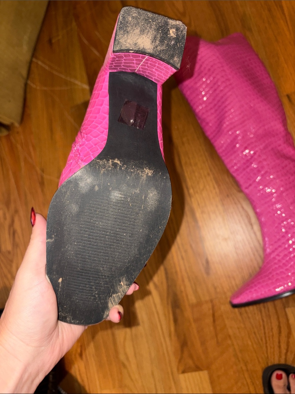 Pink croc square toe size 7 boots. Nasty gal. - Picture 2 of 2
